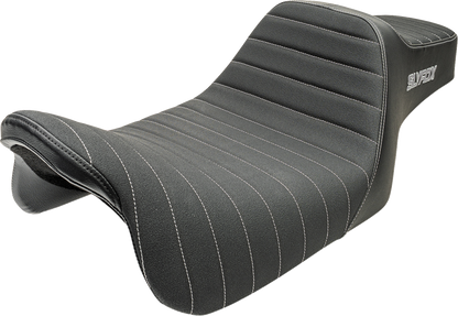 SLYFOX Highnoon Seat - Vinyl - Classic Stitch - Silver Logo - FLH/FLT '08-'24 4710B-SlyFox