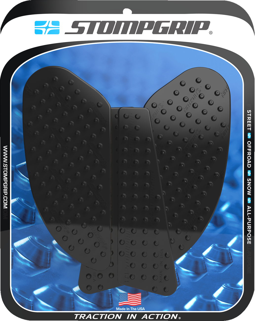 STOMPGRIP Tank Grips - Volcano - Black - Kawasaki - Z '21-'25 55-10-0201B