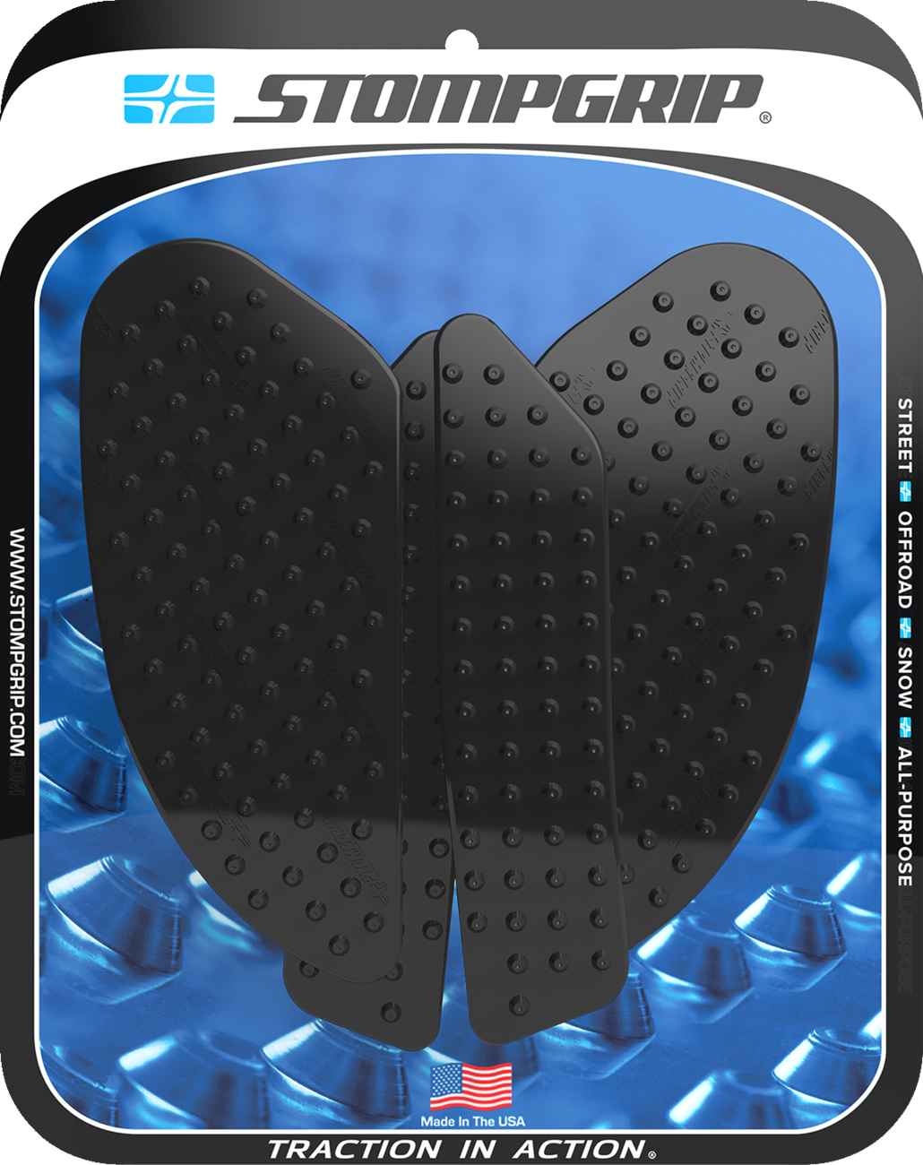 STOMPGRIP Tank Grips - Volcano - Black - Kawasaki - KLX '22-'25 55-10-0202B