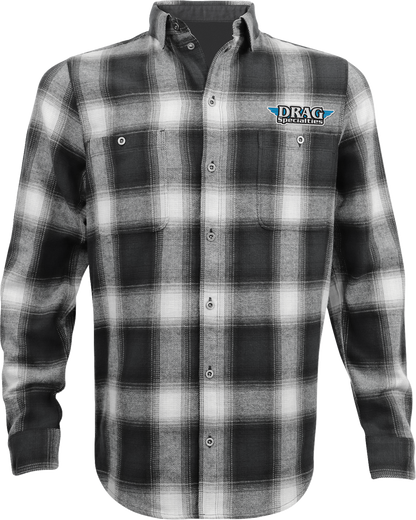 THROTTLE THREADS Drag Specialties Flannel 25 Shirt - Black/Gray - Large DRG33ST61GYLR