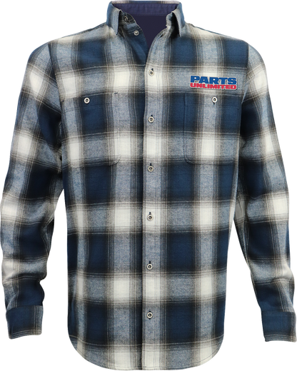 THROTTLE THREADS Parts Unlimited Flannel 25 Shirt - Blue/Black - Large PSU39ST61BLLR