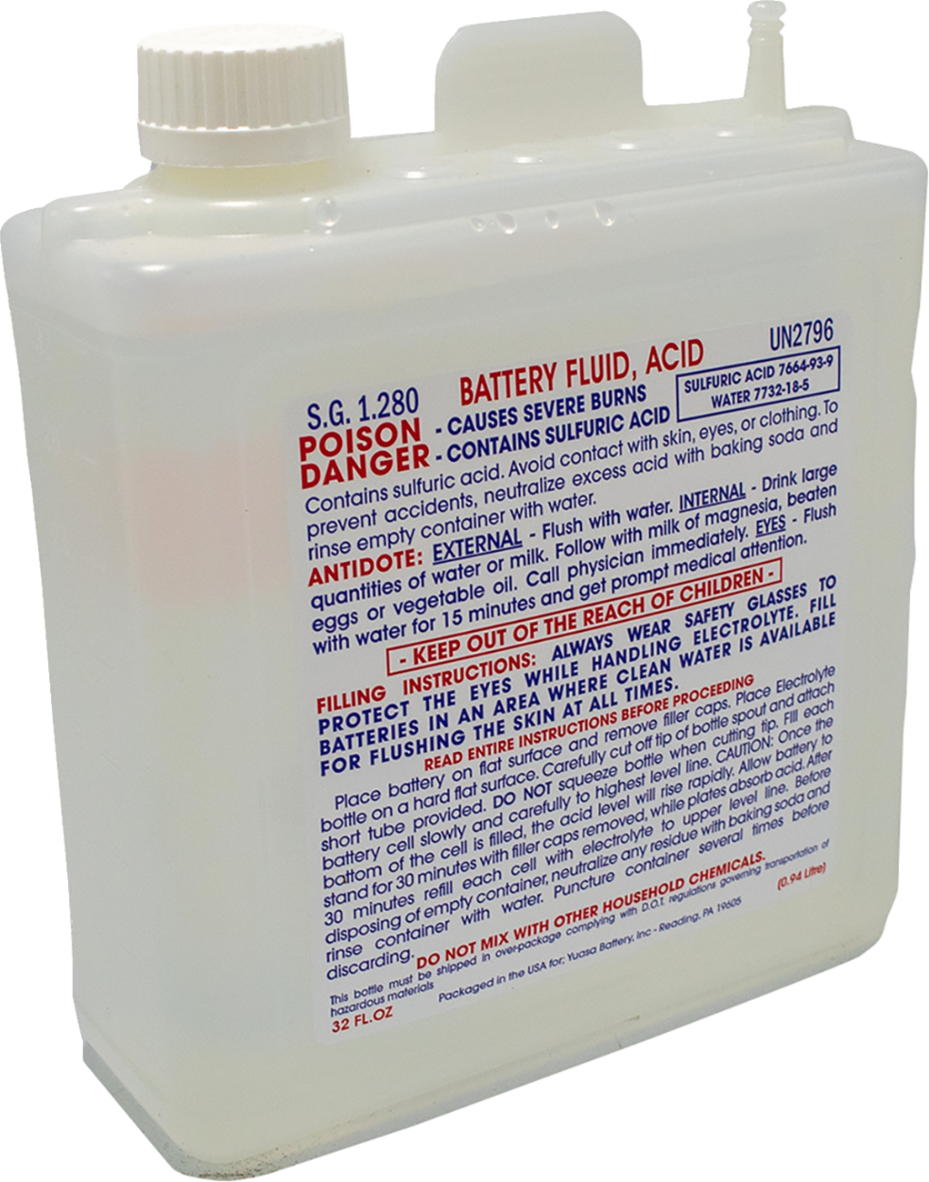 YUASA Battery Acid - 32 oz. YUAACID32BOX