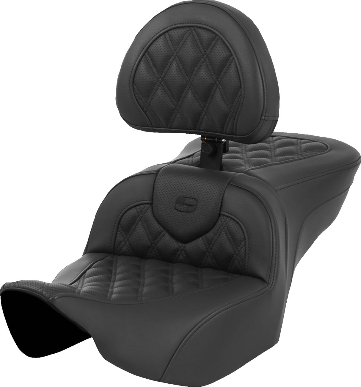 SADDLEMEN Heated Roadsofa™ Seat - Lattice Stitch - w/ Backrest - FLT/FLH '23-'24 823-07-182C0