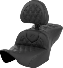 SADDLEMEN Heated Roadsofa™ Seat - Lattice Stitch - w/ Backrest - FLT/FLH '23-'24 823-07-182C0