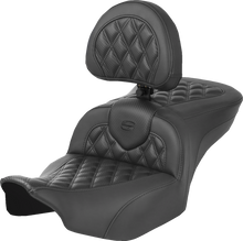 SADDLEMEN Heated Roadsofa™ Seat - Carbon Fiber - Lattice Stitch - w/ Backrest - FLT/FLH '23-'24 823-07-206C0