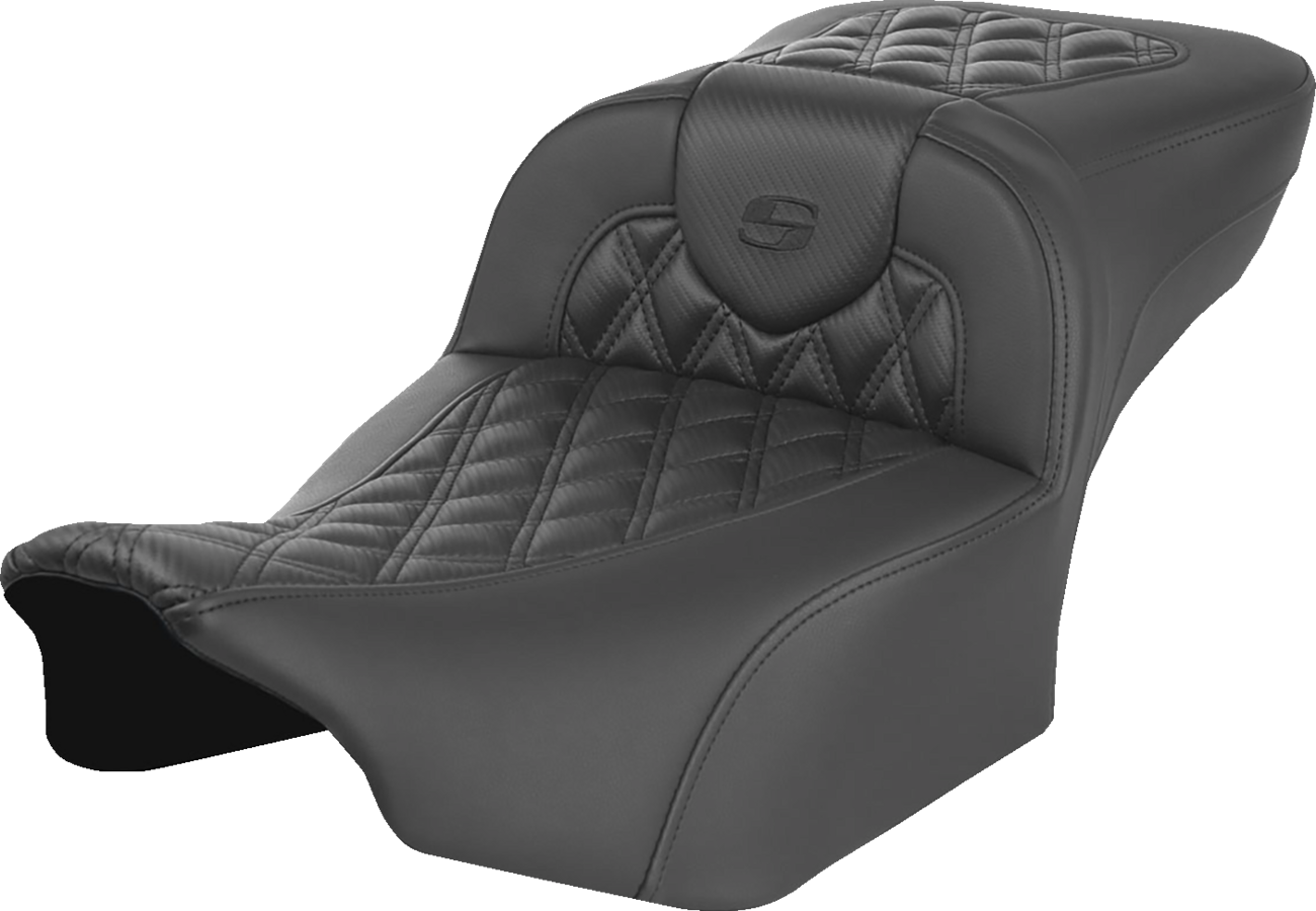 SADDLEMEN Heated RoadSofa™ Seat - Extended Reach - Lattice Stitch - w/o Backrest - FLT/FLH ’23-‘24 823-07-207A0