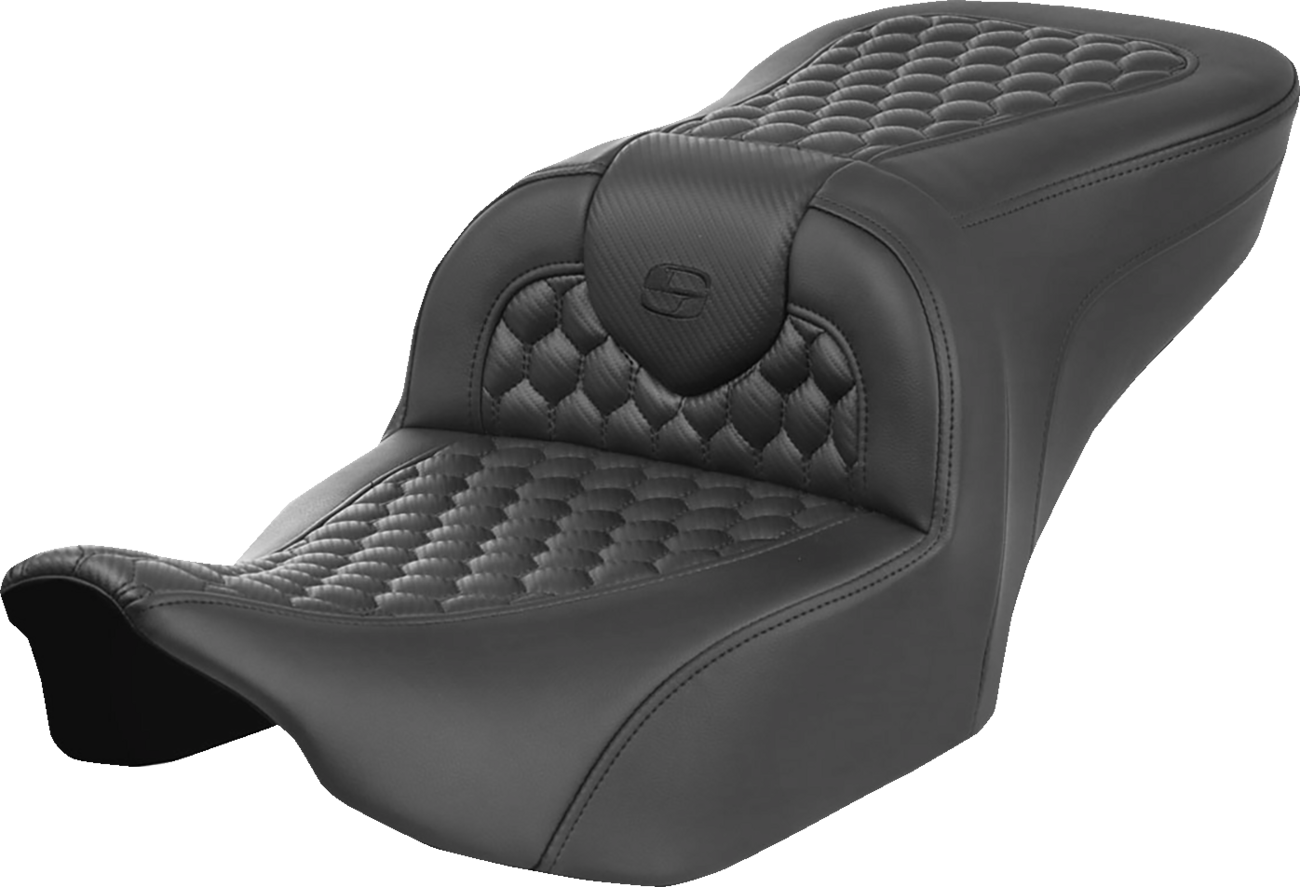 SADDLEMEN Heated RoadSofa™ Seat - Honeycomb Stitch - w/o Backrest - FLH/FLT '23-'24 823-07-189A0