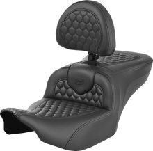 SADDLEMEN Heated RoadSofa™ Seat - Honeycomb Stitch - w/ Backrest - FLH/FLT '23-'24 823-07-189C0