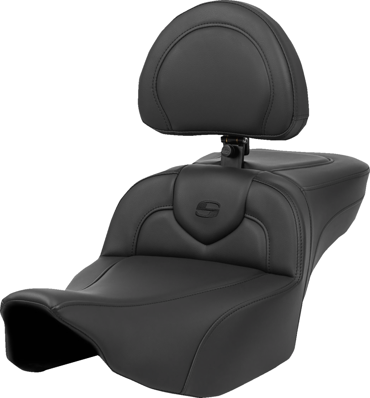 SADDLEMEN Heated RoadSofa™ Seat - Extended Reach - Smooth - w/ Backrest - FLT/FLH ’23-‘24 823-07-188C0