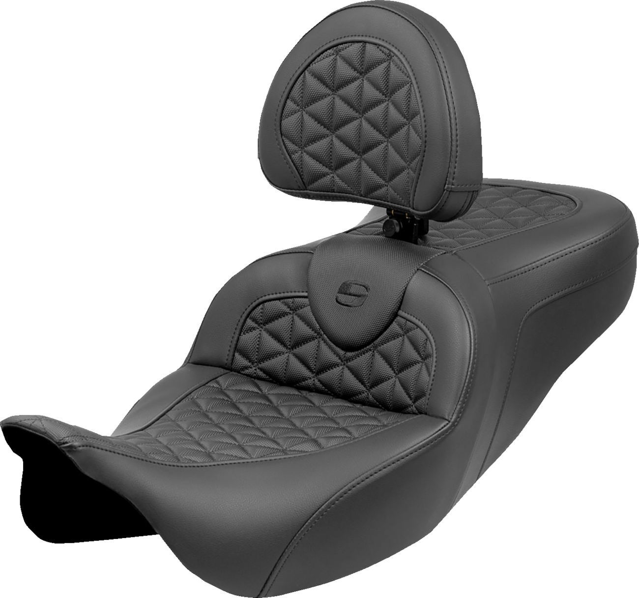 SADDLEMEN RoadSofa™ Tri Gripper Seat - Extended Reach - w/ Backrest - FLH/FLT '08-'25 808-07B-211B0