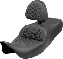 SADDLEMEN RoadSofa™ Tri Gripper Seat - Extended Reach - w/ Backrest - FLH/FLT '08-'25 808-07B-211B0