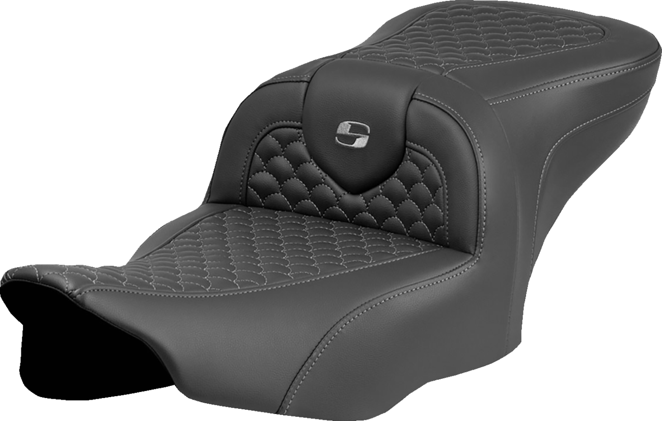 SADDLEMEN Roadsofa™ Seat - Dragon Scale Stitch - Dark Gray Stitch - w/o Backrest - FLTR/FLHX '23-'24 823-07-20802