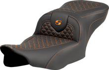 SADDLEMEN Roadsofa™ Seat - Dragon Scale Stitch - Orange Stitch - w/o Backrest - FLTR/FLHX '23-'24 823-07-20803
