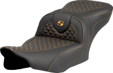 SADDLEMEN Roadsofa™ Seat - Dragon Scale Stitch - Gold Stitch - w/o Backrest - FLTR/FLHX '23-'24 823-07-20807