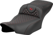 SADDLEMEN Roadsofa™ Extended Reach Seat - Dragon Scale Stitch - Red Stitch - w/o Backrest - FLTR/FLHX '23-'24 823-07-20904