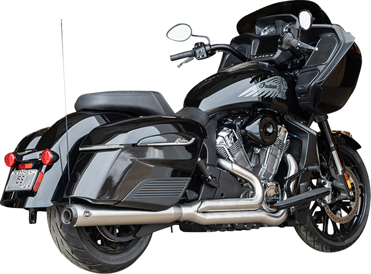 S&S CYCLE 2-into-1 Qualifier Exhaust System - Brushed Stainless Steel - Race Only - Indian with PowerPlus 550-1130
