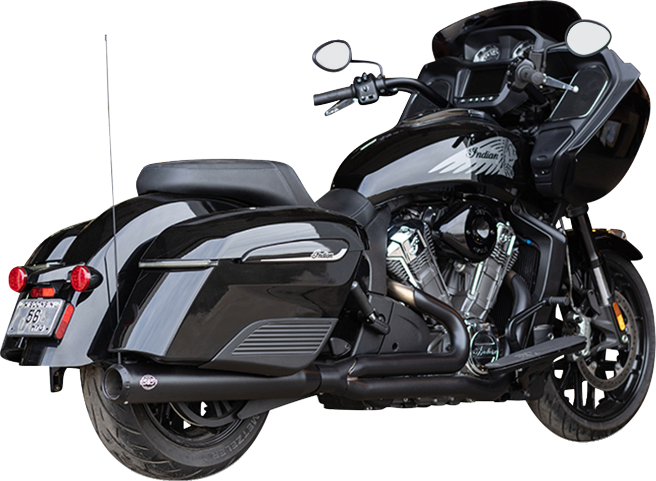 S&S CYCLE 2-into-1 Qualifier Exhaust System - Guardian Black - 49 State - Indian with PowerPlus 550-1133