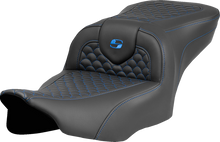 SADDLEMEN Roadsofa™ Seat - Dragon Scale Stitch - Blue Stitch - w/o Backrest - FLTR/FLHX '23-'24 823-07-20801