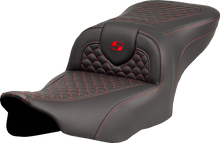 SADDLEMEN Roadsofa™ Seat - Dragon Scale Stitch - Red Stitch - w/o Backrest - FLTR/FLHX '23-'24 823-07-20804