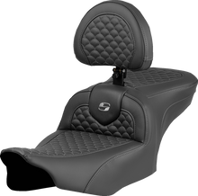 SADDLEMEN Roadsofa™ Seat - Dragon Scale Stitch - Gray Stitch - w/ Backrest - FLTR/FLHX '23-'24 823-07-208B2