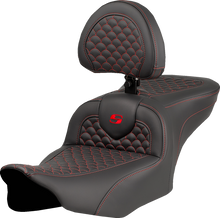 SADDLEMEN Roadsofa™ Seat - Dragon Scale Stitch - Red Stitch - w/ Backrest - FLTR/FLHX '23-'24 823-07-208B4