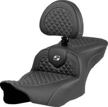 SADDLEMEN Roadsofa™ Seat - Dragon Scale Stitch - Silver Stitch - w/ Backrest - FLTR/FLHX '23-'24 823-07-208B5
