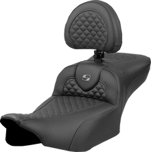 SADDLEMEN Roadsofa™ Extended Reach Seat - Dragon Scale Stitch - Dark Gray Stitch - w/ Backrest - FL '23-'24 823-07-209B2