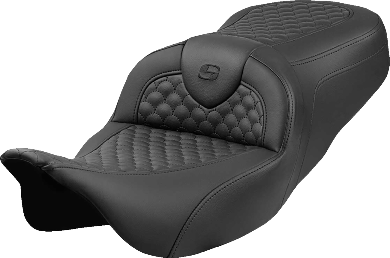 SADDLEMEN Roadsofa™ Seat - Dragon Scale Stitch - Black Stitch - w/o Backrest - FLH/FLT '08-'24 808-07B-20800