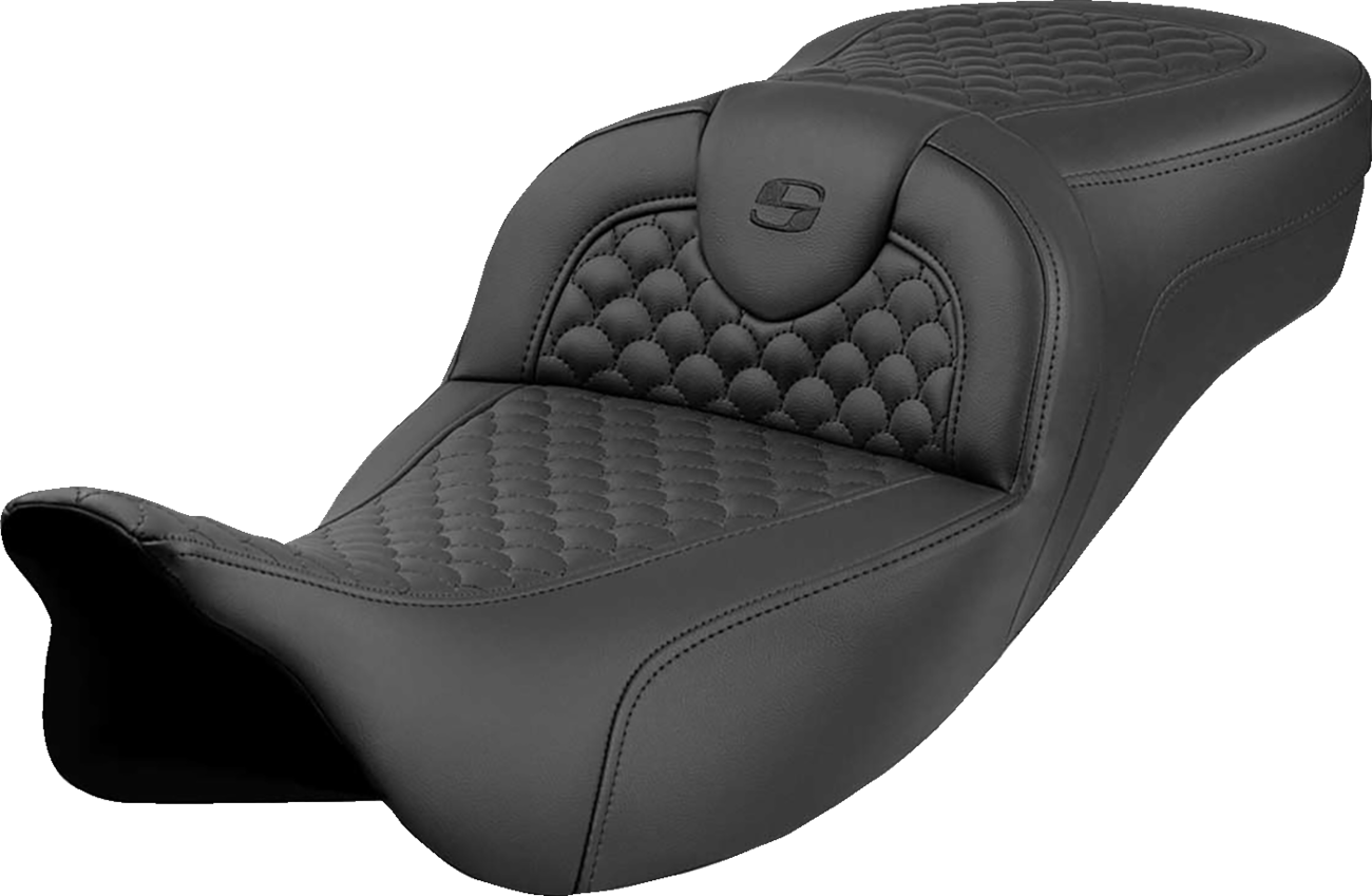 SADDLEMEN Roadsofa™ Extended Reach Seat - Dragon Scale Stitch - Black Stitch - w/o Backrest - FLH/FLT '08-'24 808-07B-20900