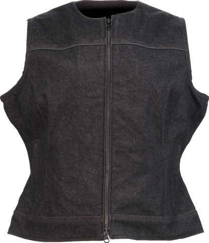 Z1R Women's Denim Vest - Black - 2W 2831-0112