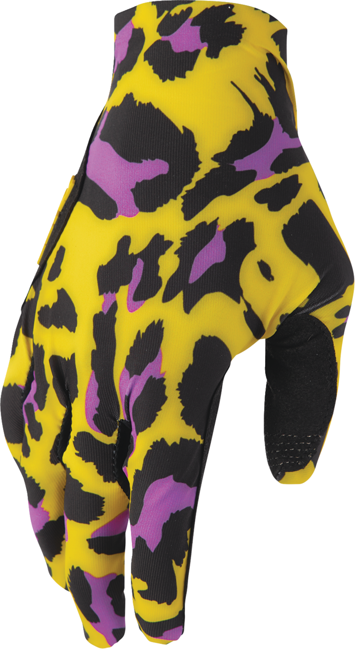 THOR Sportmode Cheetah Gloves - Yellow/Purple - XS 3330-8573