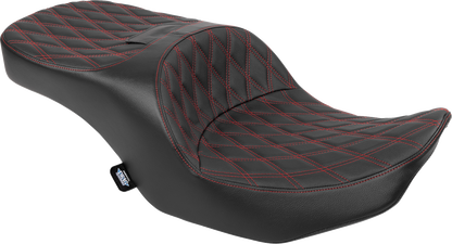 DRAG SPECIALTIES SEATS Freedom Seat - Black - Vinyl - Red Double Diamond Stitch - FLT/FLH '23-'25 4711D