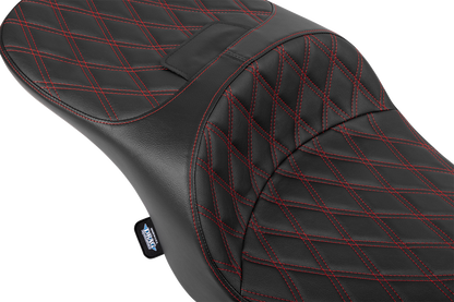DRAG SPECIALTIES SEATS Freedom Seat - Black - Vinyl - Red Double Diamond Stitch - FLT/FLH '23-'25 4711D