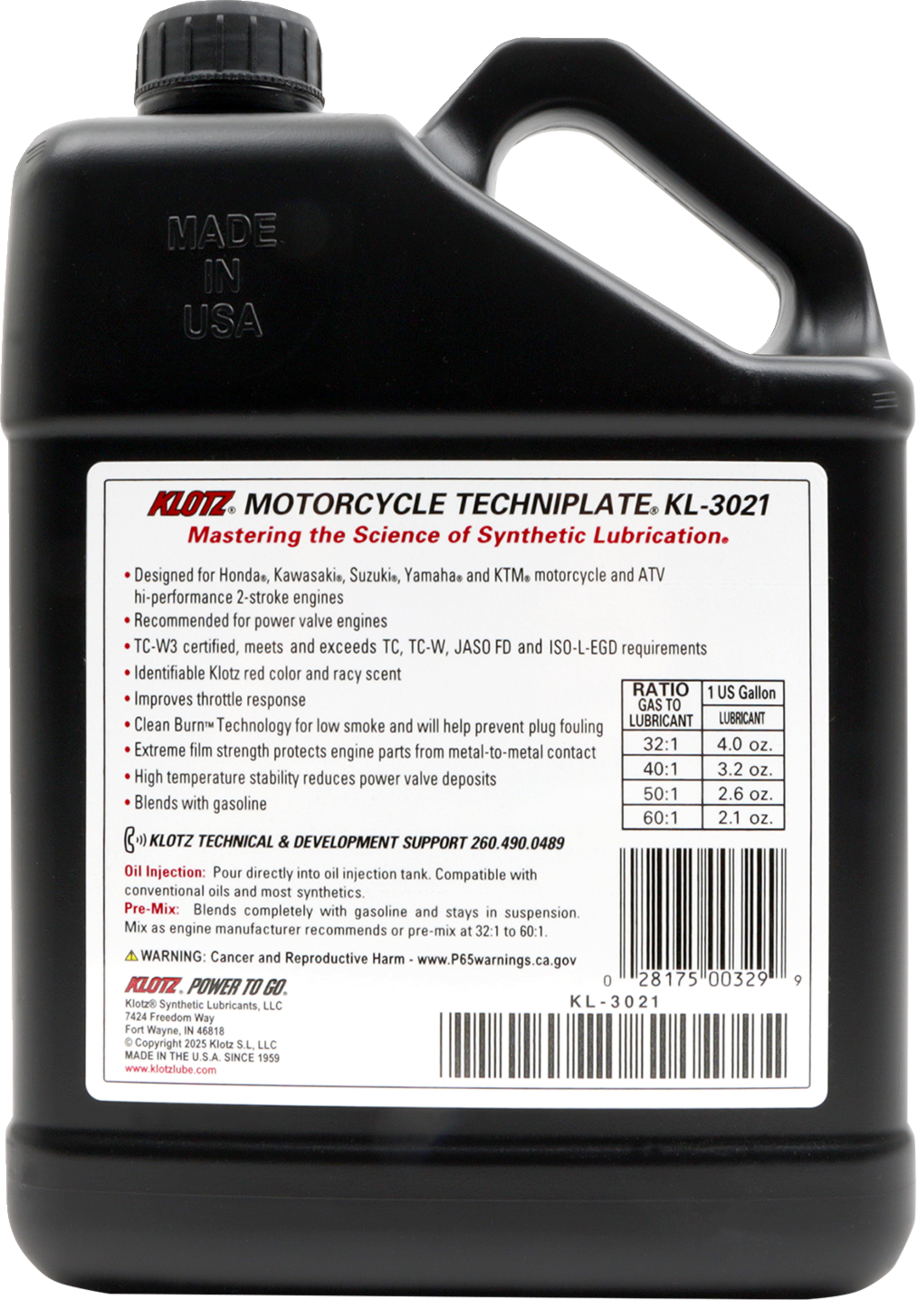 KLOTZ OIL TC-W 3® 2-Stroke Engine Oil - 1 US gallon KL-3021