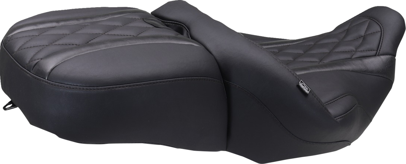 MUSTANG Deluxe One-Piece, 2-Up Seat - Diamond - Black Stitch - FLT/FLH '23-'25 89411