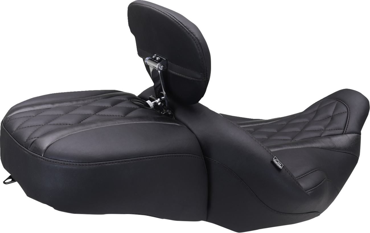 MUSTANG Deluxe One-Piece, 2-Up Seat - Diamond - Black Stitch - FLT/FLH '23-'25 89411