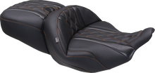 MUSTANG Deluxe One-Piece, 2-Up Seat - Diamond - Mandarin Orange Stitch - FLT/FLH '23-'25 89411MO