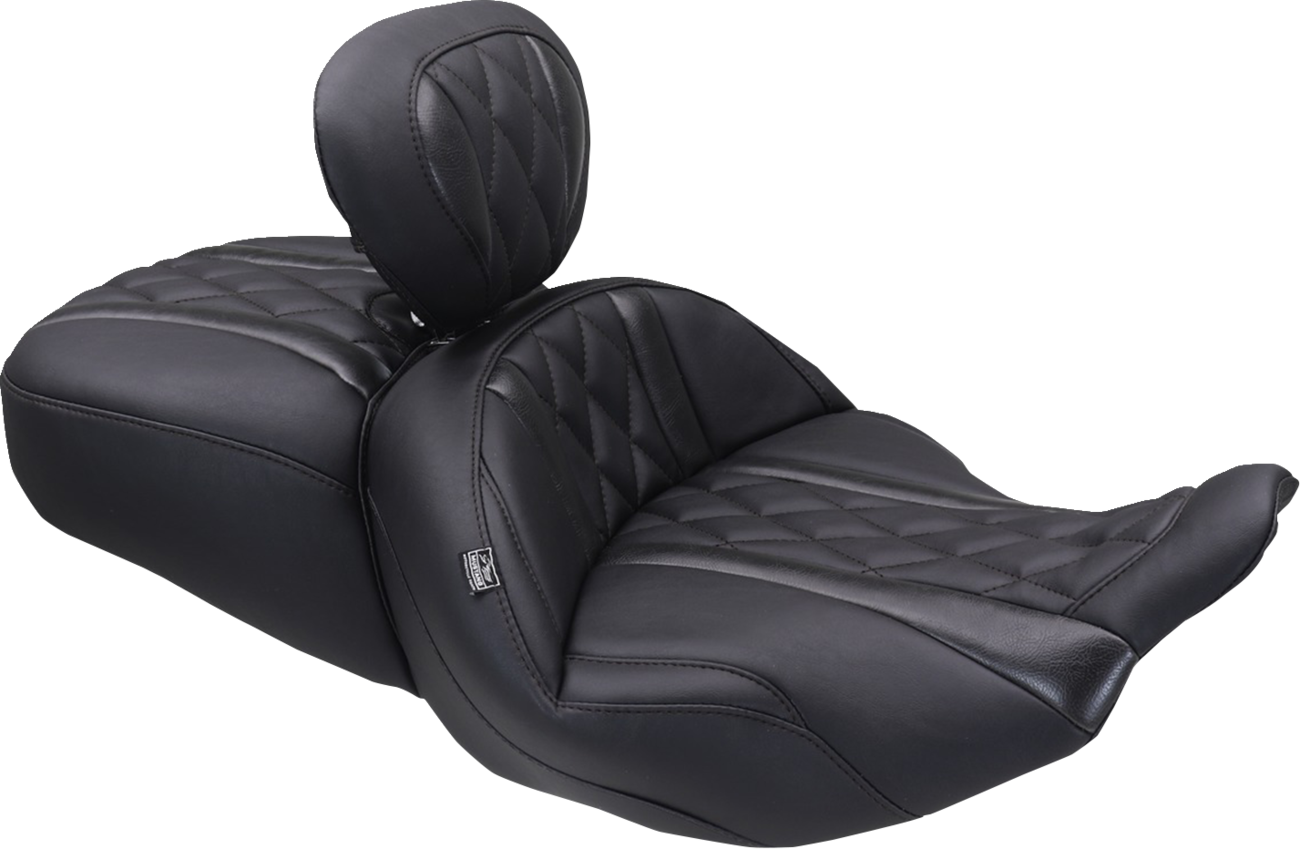 MUSTANG Deluxe One-Piece, 2-Up Seat - Diamond - Black Stitch - FLT/FLH '23-'25 89411