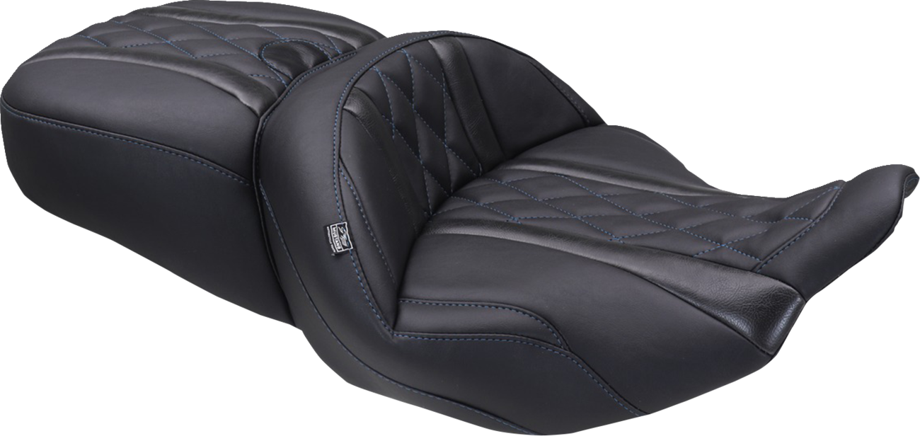 MUSTANG Deluxe One-Piece, 2-Up Seat - Diamond - Sky Blue Stitch - FLT/FLH '23-'25 89411SB