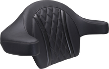 MUSTANG Deluxe Extended Arm Wrap-around Backrest - Diamond - Gunmetal Stitch - FLT/FLH '23-'25 88430GM