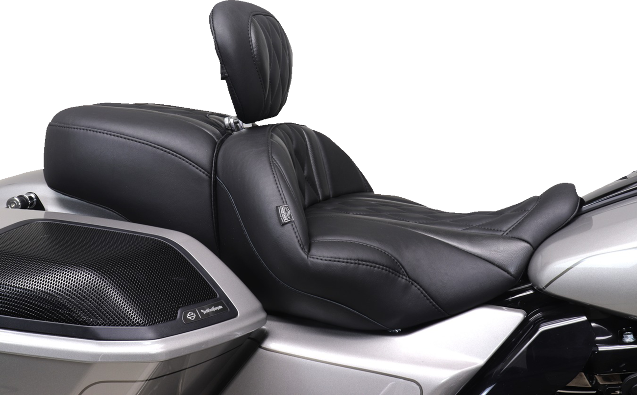MUSTANG Deluxe One-Piece, 2-Up Seat - Diamond - Black Stitch - FLT/FLH '23-'25 89411