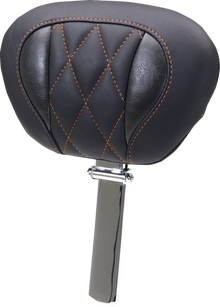 MUSTANG Deluxe Driver Backrest - Diamond - Mandarin Orange Stitching - FLT/FLH '23-'25 89460MO