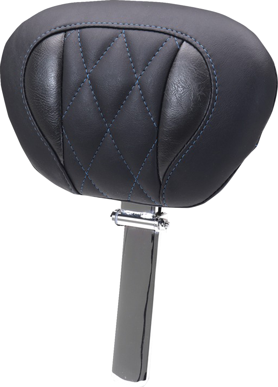 MUSTANG Deluxe Driver Backrest - Diamond - Sky Blue Stitching - FLT/FLH '23-'25 89460SB