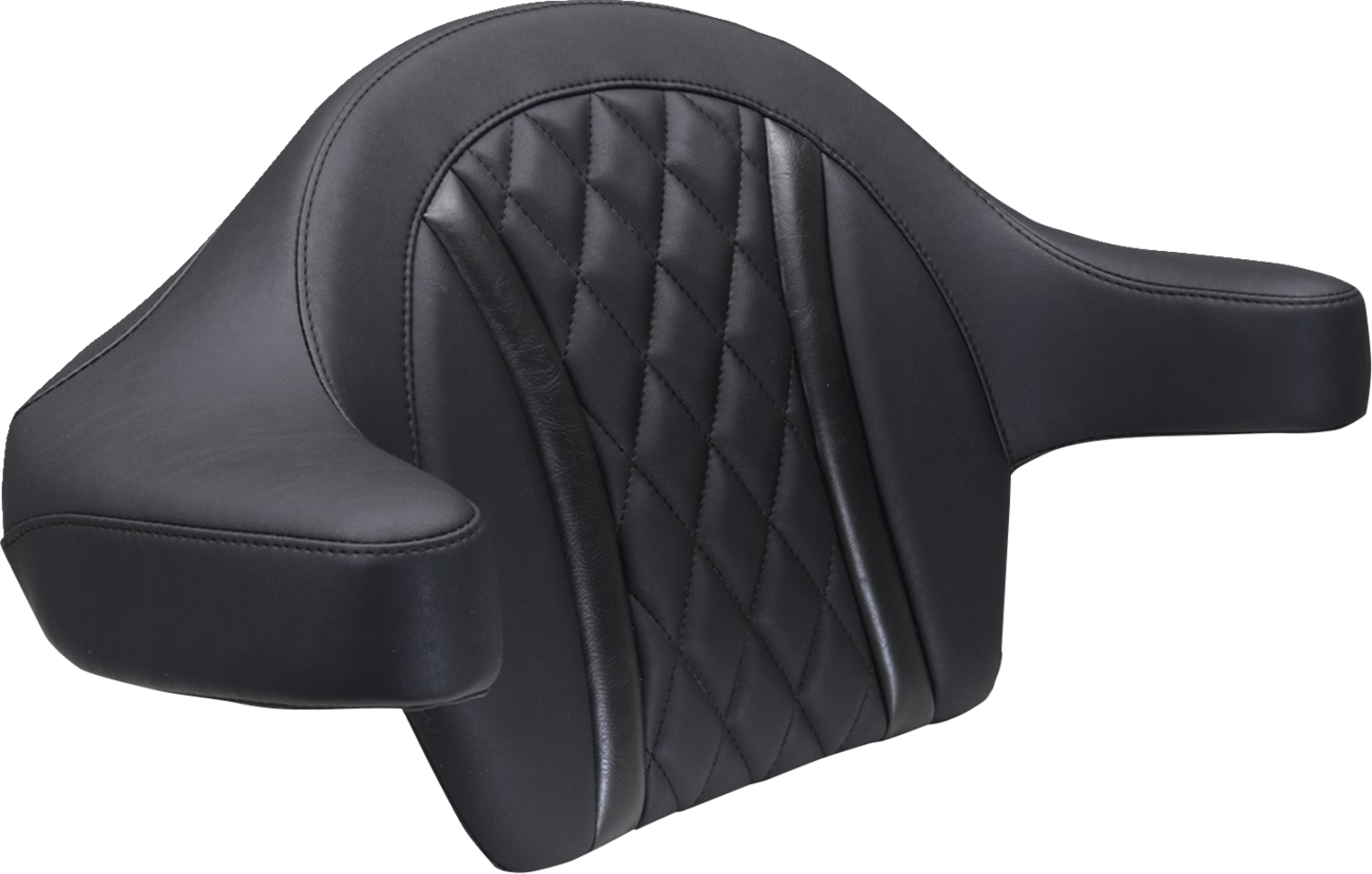 MUSTANG Deluxe Extended Arm Wrap-around Backrest - Diamond - Black Stitch - FLT/FLH '23-'25 88430