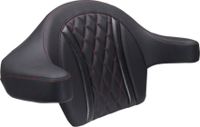 MUSTANG Deluxe Extended Arm Wrap-around Backrest - Diamond - Dark Cherry Stitch - FLT/FLH '23-'25 88430DC