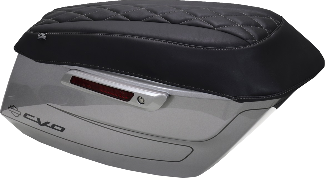 MUSTANG Deluxe Diamond Saddlebag Lid Cover - Black w/ Gunmetal Gray Stitch - FLH/FLT '23-'25 88470GM