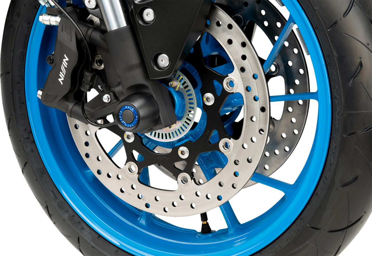PUIG HI-TECH PARTS Axle Sliders - Front - Black - Pair - Suzuki GSX-8R/S 21623N
