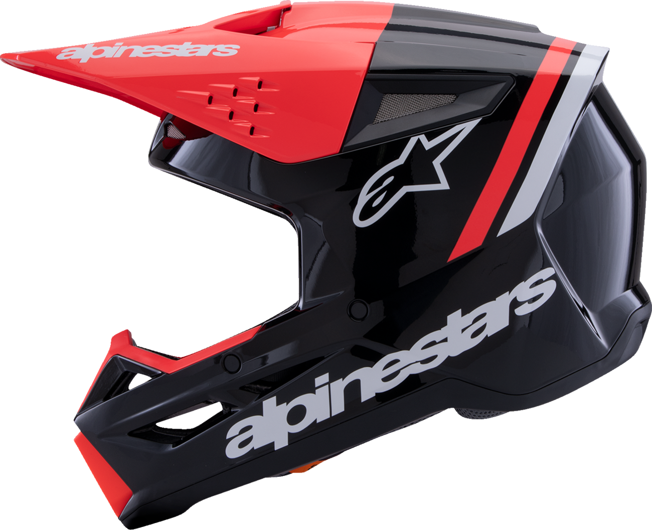 ALPINESTARS SM3 Helmet - Radium - Gloss Black/Red Fluo/White - Large 8300826-1553-L