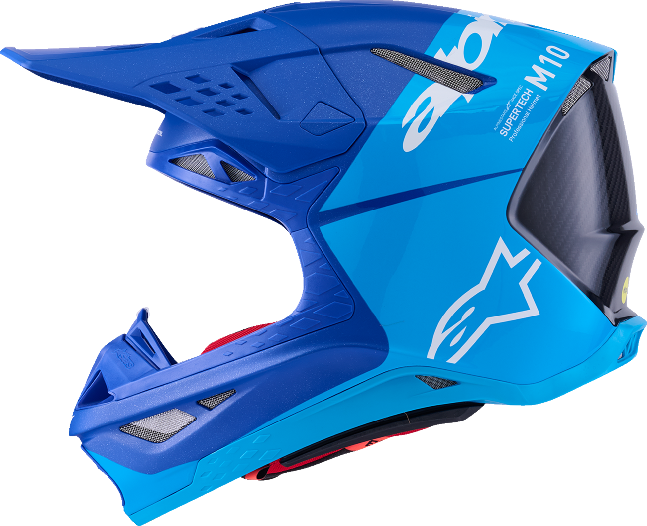 ALPINESTARS Supertech M10 Helmet - Flood - MIPS® - Blue/Black Carbon - Small 8301023-7282-S