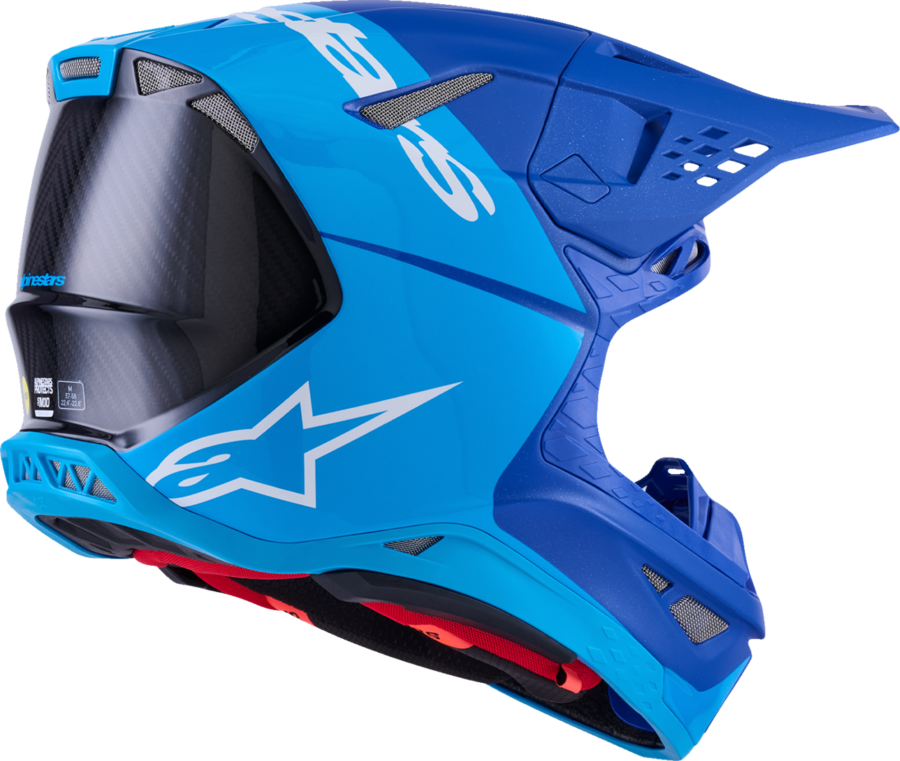 ALPINESTARS Supertech M10 Helmet - Flood - MIPS® - Blue/Black Carbon - Medium 8301023-7282-M